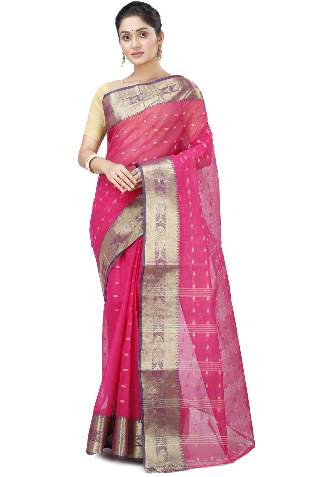Pink Pure Cotton Griva Tant Saree (919)